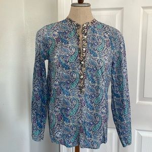 J.Crew Liberty Art fabrics shirt Paisley floral long sleeve 100% cotton women 2
